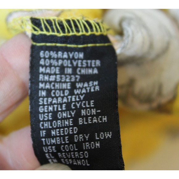 Unique Spectrum Yellow Floral Flare S/S Top Women's 2X Tassels Lace Hem Pullover - Picture 8 of 14